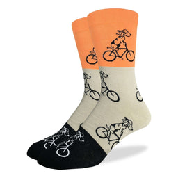 Men's Big & Tall Orange Dog Riding Bike Socks