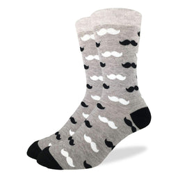 Men's Big & Tall Black & Grey Moustache Socks