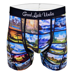 Men's Bob Ross Landscapes Collage Underwear