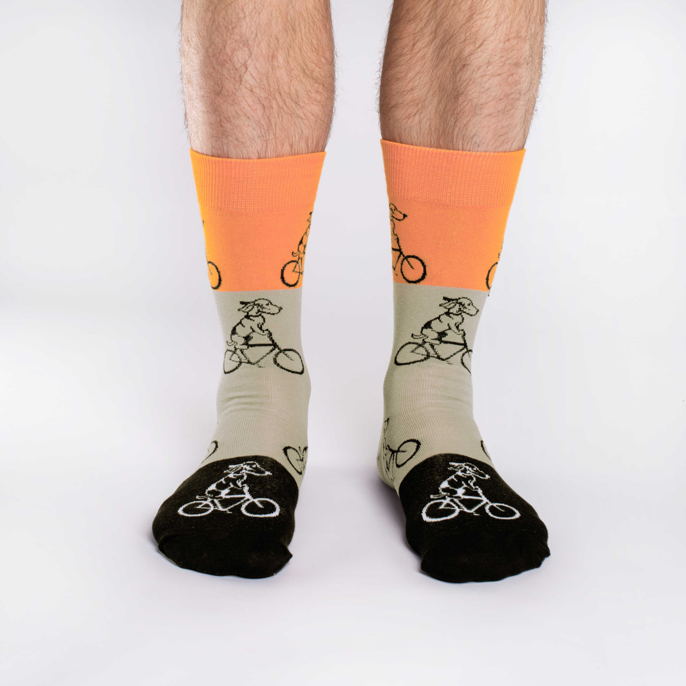 Men's Big & Tall Orange Dog Riding Bike Socks