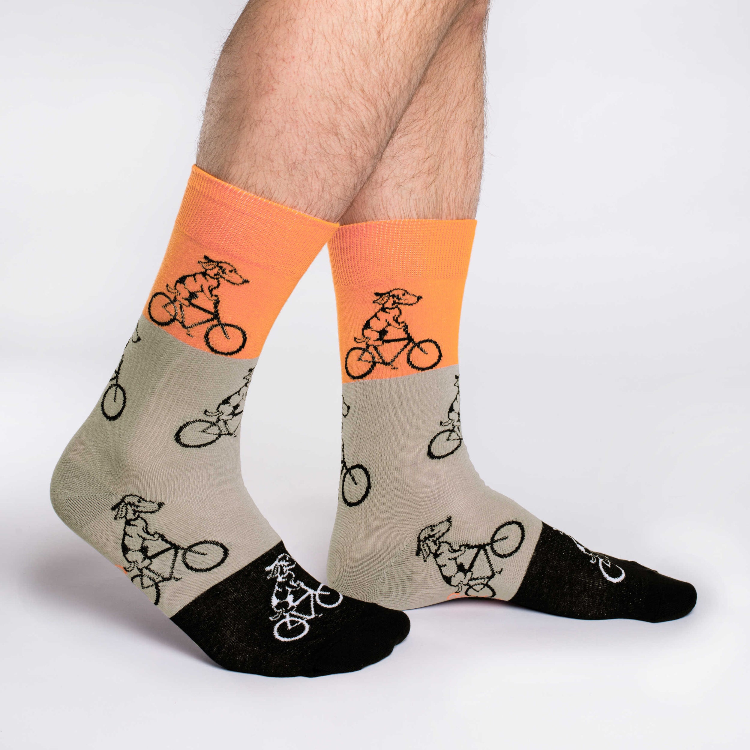 Men's Big & Tall Orange Dog Riding Bike Socks
