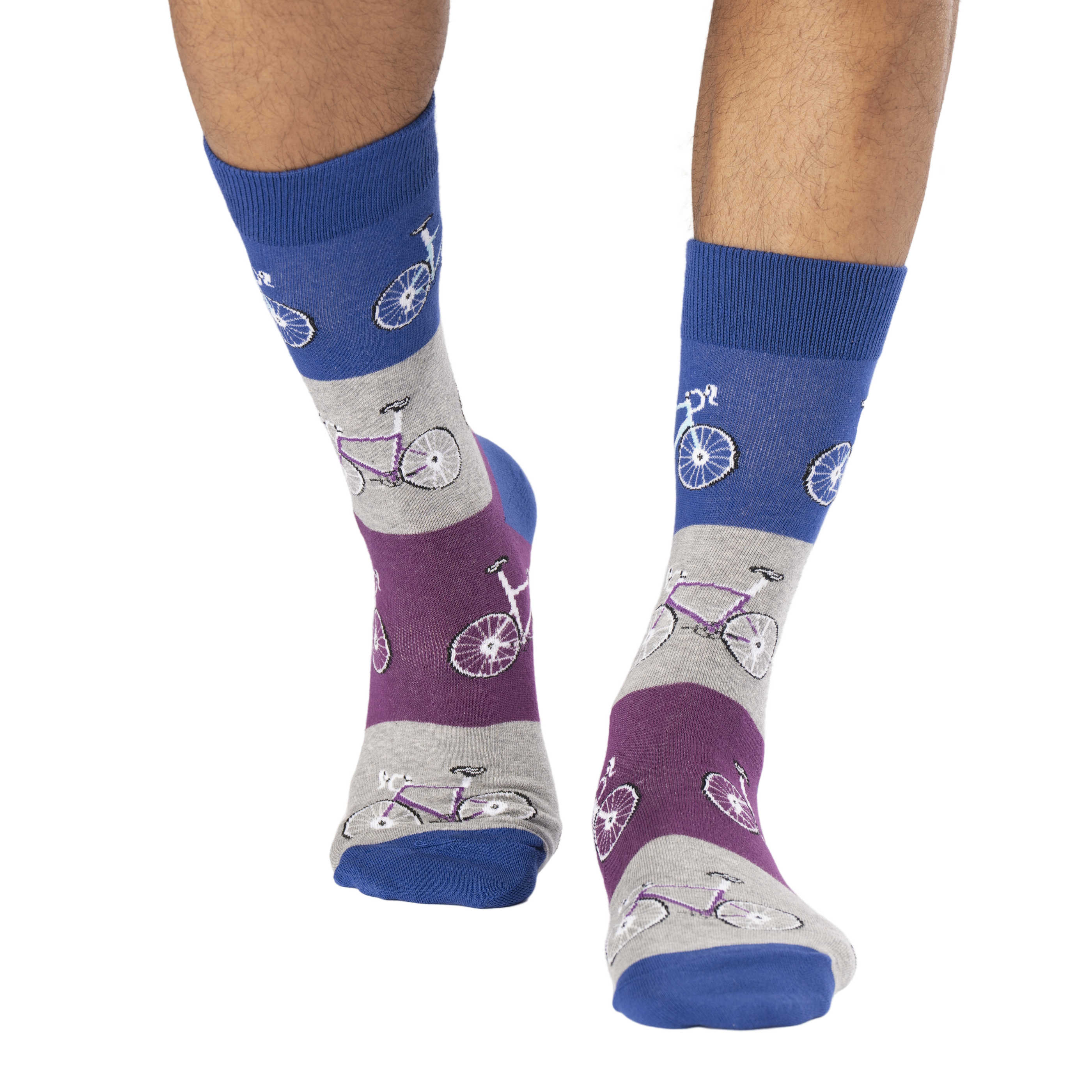 Men's Blue & Gray Checkered Bicycle Socks