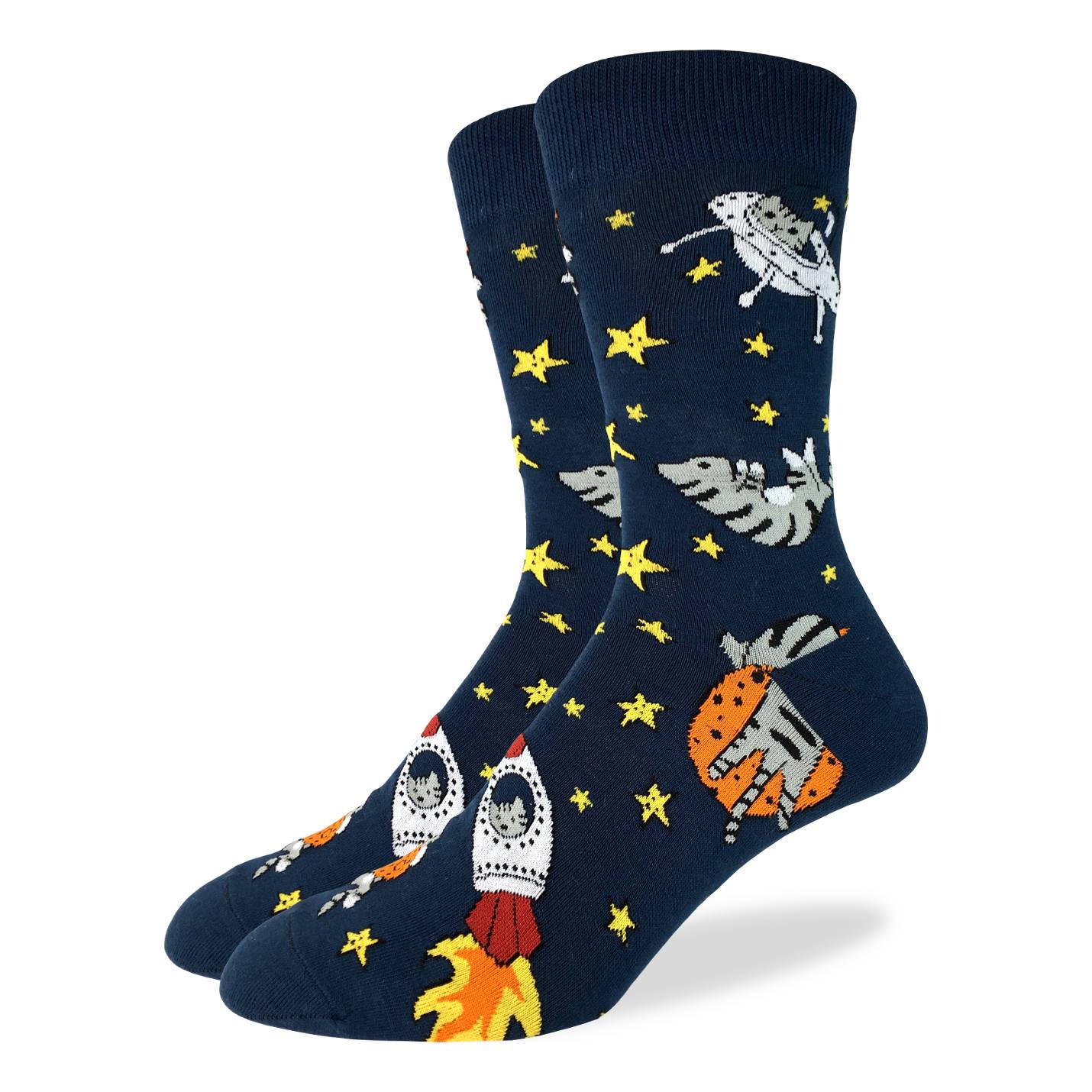 Men's Big & Tall Space Cats Socks