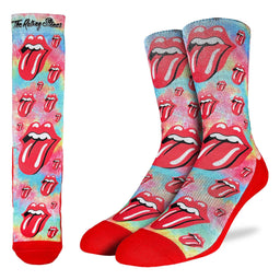 Men's The Rolling Stones, Red Hot Lips on Tie-Dye Socks
