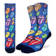 Men's The Rolling Stones, Rainbow Hot Lips on Blue Socks