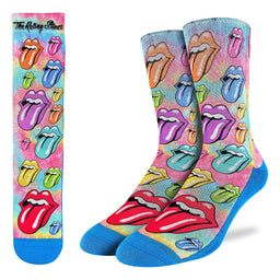 Men's The Rolling Stones, Rainbow Hot Lips on Tie-Dye Socks