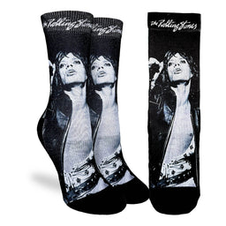 Women's The Rolling Stones, Mick Jagger in Black & White Socks