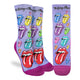 Women's The Rolling Stones, Rainbow Hot Lips on Lavender Socks
